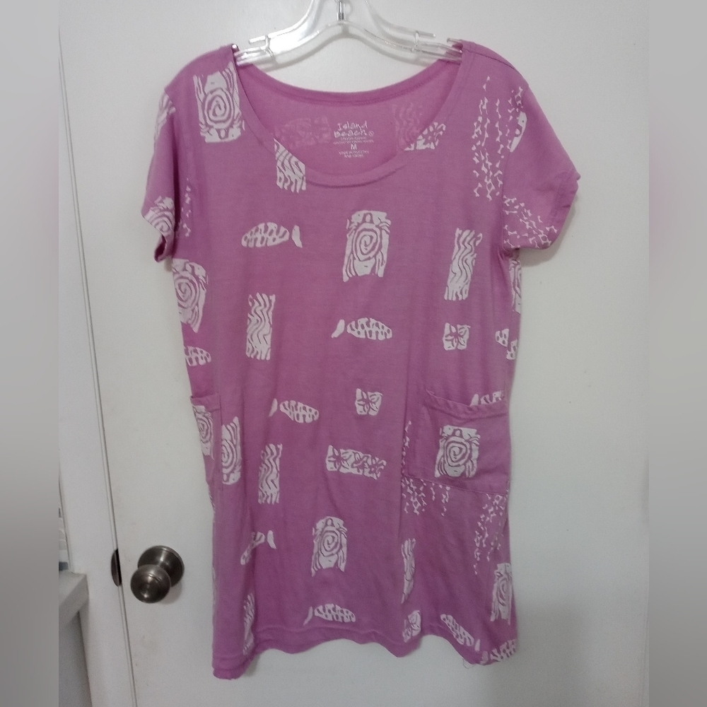 ISLAND BEACH LIFESTYLE APPARAL SHORT SLEEVE BEACH COVER UP W POCKETS M